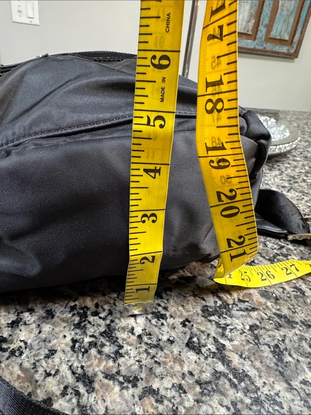 Anne Klein Black Nylon Medium Backpack with Silver Zippers NWT
